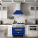 ZLINE 36" Wall Mount Range Hood in DuraSnow® Stainless Steel with Blue Gloss Shell, 8654SNX-BG-36 ZLINE Dreamwood Living