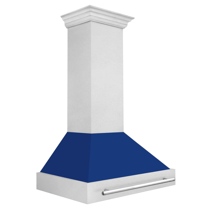 ZLINE 36" Wall Mount Range Hood in DuraSnow® Stainless Steel with Blue Gloss Shell, 8654SNX-BG-36 ZLINE Dreamwood Living
