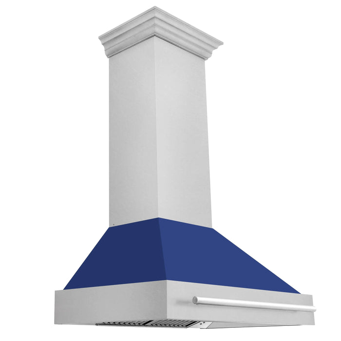 ZLINE 36" Wall Mount Range Hood in DuraSnow® Stainless Steel with Blue Matte Shell, 8654SNX-BM-36 ZLINE Dreamwood Living