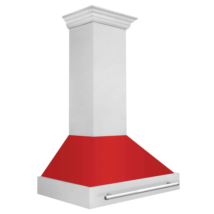 ZLINE 36" Wall Mount Range Hood in DuraSnow® Stainless Steel with Red Matte Shell, 8654SNX-RM-36 ZLINE Dreamwood Living
