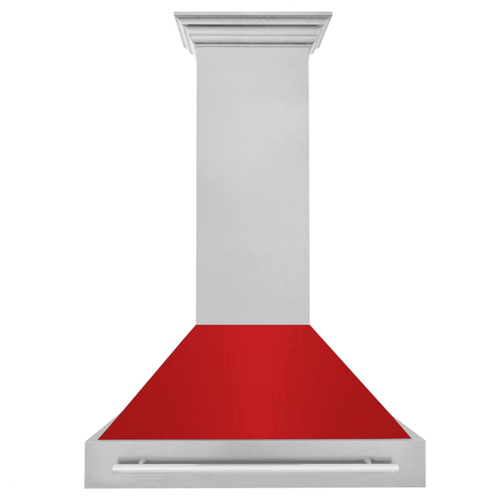 ZLINE 36" Wall Mount Range Hood in DuraSnow® Stainless Steel with Red Matte Shell, 8654SNX-RM-36 ZLINE Dreamwood Living