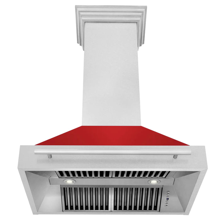 ZLINE 36" Wall Mount Range Hood in DuraSnow® Stainless Steel with Red Matte Shell, 8654SNX-RM-36 ZLINE Dreamwood Living