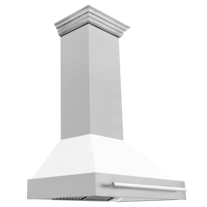 ZLINE 36" Wall Mount Range Hood in DuraSnow® Stainless Steel with White Matte Shell, 8654SNX-WM-36 ZLINE Dreamwood Living