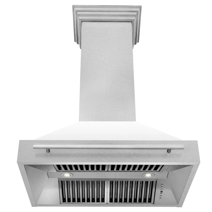 ZLINE 36" Wall Mount Range Hood in DuraSnow® Stainless Steel with White Matte Shell, 8654SNX-WM-36 ZLINE Dreamwood Living