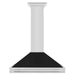 ZLINE 36" Wall Mount Range Hood in Stainless Steel with Black Matte Shell and Stainless Steel Handle, KB4STX-BLM-36 ZLINE