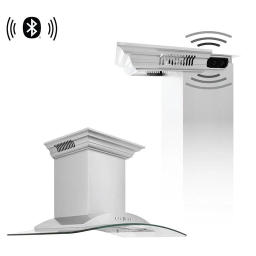 ZLINE 36' Wall Mount Range Hood with Built-in CrownSound Bluetooth Speakers in Stainless Steel & Glass, KNCRN-BT-36 ZLINE