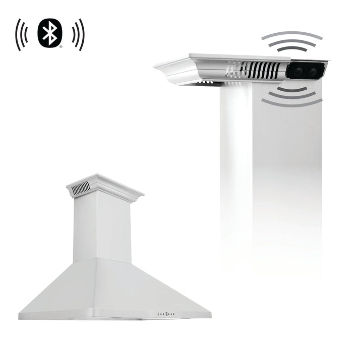 ZLINE 36" Wall Mount Range Hood with Built-in CrownSound™ Bluetooth Speakers in Stainless Steel, KF1CRN-BT-36 ZLINE Dreamwood Living