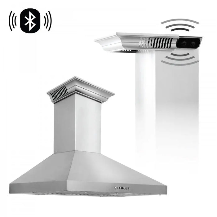 ZLINE 36" Wall Mount Range Hood with Built-in CrownSound® Bluetooth Speakers in Stainless Steel, KL3CRN-BT-36 ZLINE Dreamwood Living
