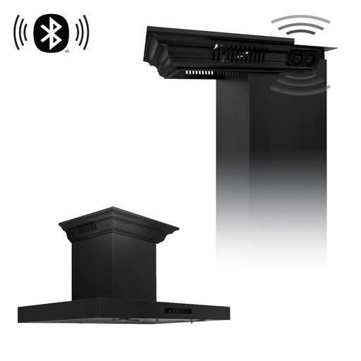 ZLINE 36" Wall Mount Range Hood with CrownSound® Bluetooth Speakers in Black Stainless Steel, BSKENCRN-BT-36 ZLINE Dreamwood Living