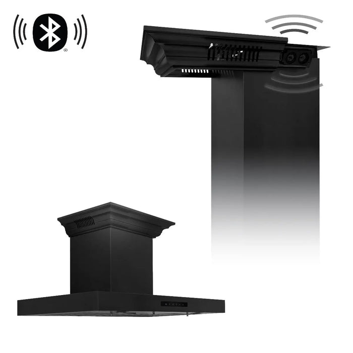ZLINE 36" Wall Mount Range Hood with CrownSound® Bluetooth Speakers in Black Stainless Steel, BSKENCRN-BT-36 ZLINE Dreamwood Living