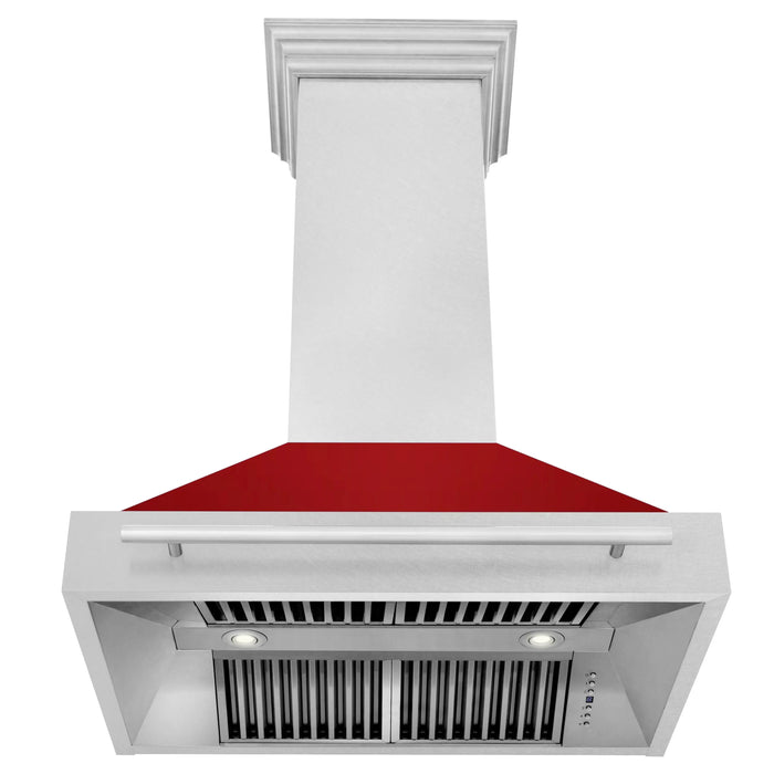 ZLINE 36" Wall Mount Range hood in DuraSnow® Stainless Steel with Red Gloss Shell, 8654SNX-RG-36 ZLINE Dreamwood Living
