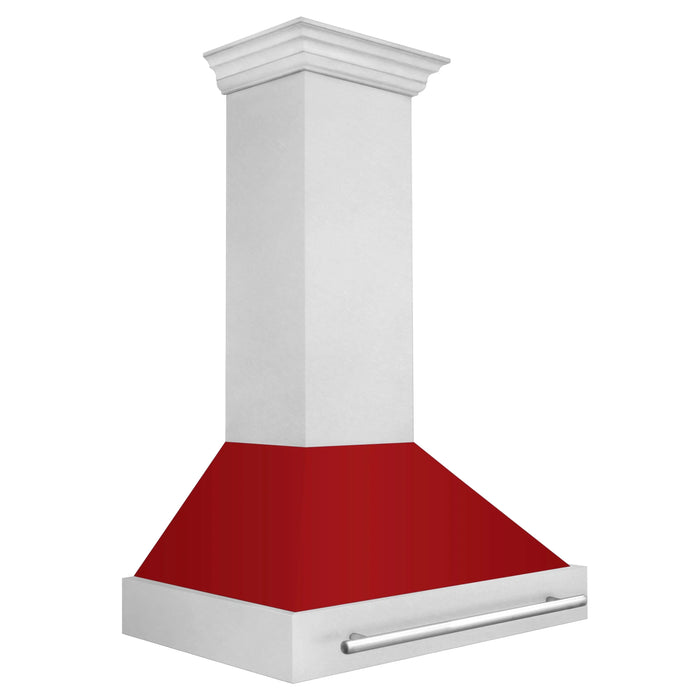 ZLINE 36" Wall Mount Range hood in DuraSnow® Stainless Steel with Red Gloss Shell, 8654SNX-RG-36 ZLINE Dreamwood Living