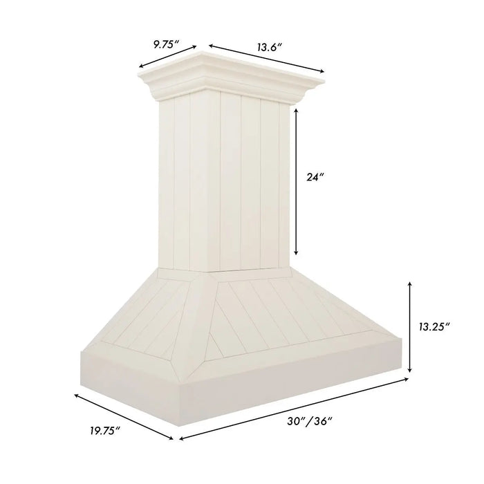 ZLINE 36" Wooden Wall Mount Range Hood in Cottage White, KPTT-36 ZLINE Dreamwood Living