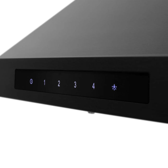 ZLINE 42" Convertible Vent Wall Mount Range Hood in Black Stainless Steel with Crown Molding, BSKBNCRN-42 ZLINE Dreamwood Living