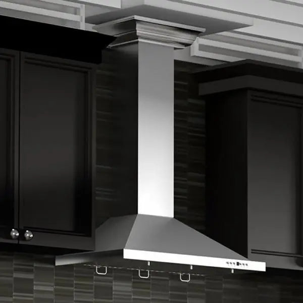 ZLINE 42" Convertible Vent Wall Mount Range Hood in Stainless Steel with Crown Molding, KBCRN-42 ZLINE