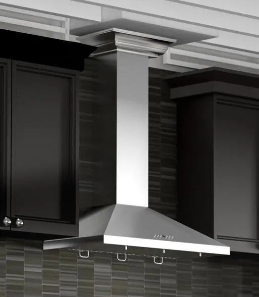 ZLINE 42" Convertible Vent Wall Mount Range Hood in Stainless Steel with Crown Molding, KL2CRN-42 ZLINE