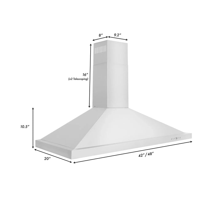 ZLINE 42" Convertible Vent Wall Mount Range Hood in Stainless Steel, KB-42 ZLINE