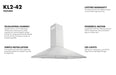 ZLINE 42" Convertible Vent Wall Mount Range Hood in Stainless Steel, KL2-42 ZLINE
