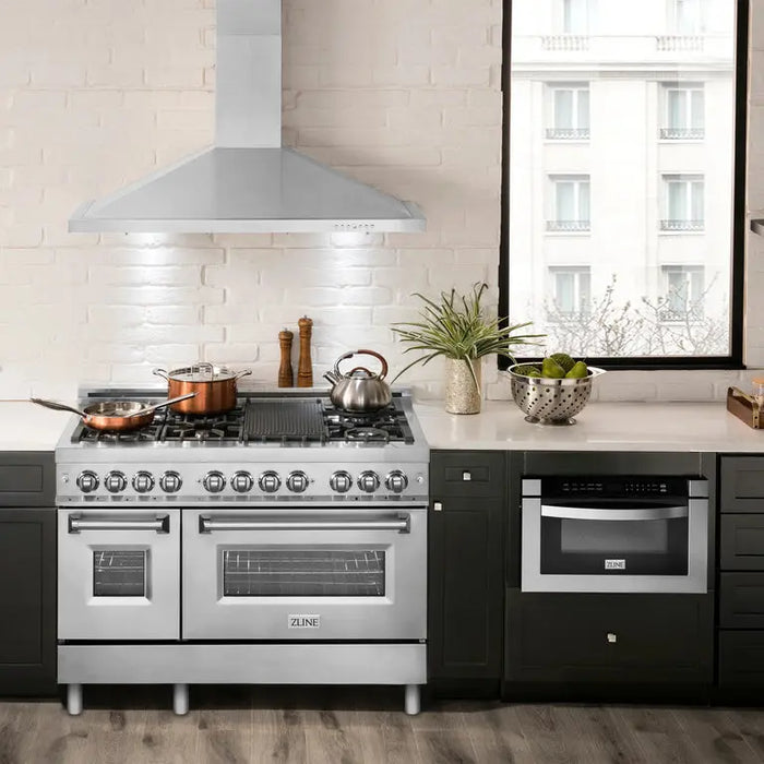 ZLINE 42" Convertible Wall Mount Range Hood in Stainless Steel with Charcoal Filters, KB-CF-42 ZLINE Dreamwood Living