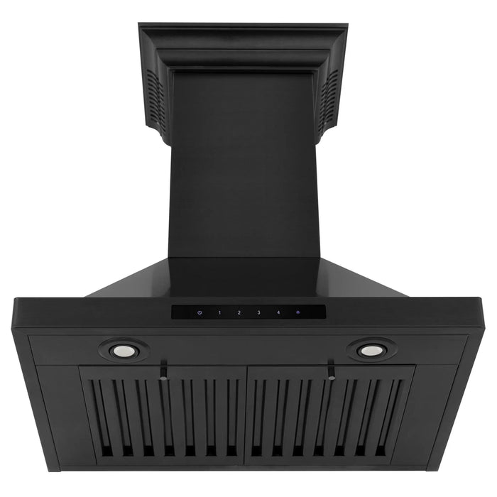 ZLINE 42" Ducted Wall Mount Range Hood in Black Stainless Steel with CrownSound® BlueTooth Speakers, BSKBNCRN-BT-42 ZLINE Dreamwood Living