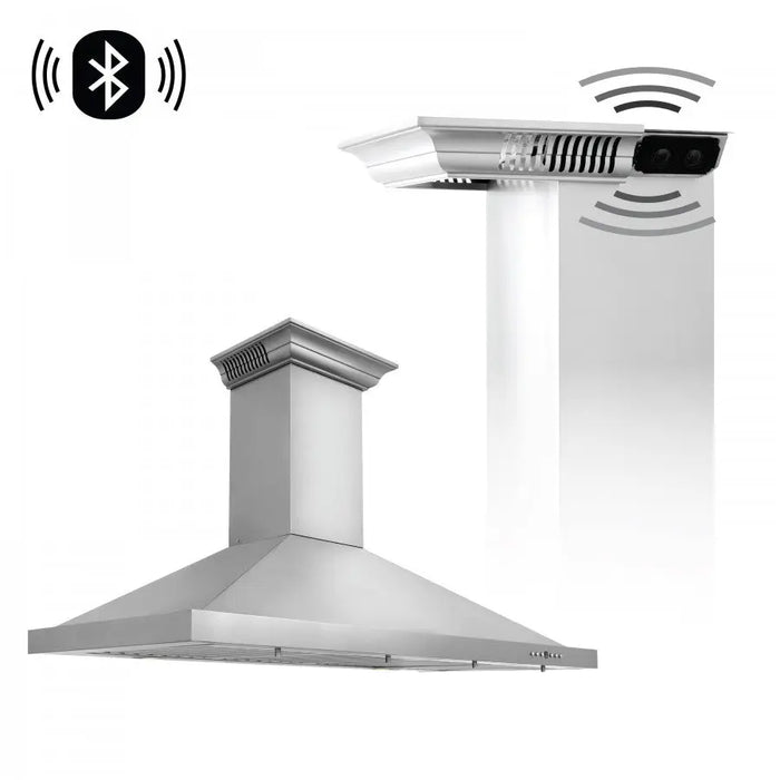 ZLINE 42" Wall Mount Range Hood in Stainless Steel with Built-in CrownSound® Bluetooth Speakers, KBCRN-BT-42 ZLINE Dreamwood Living