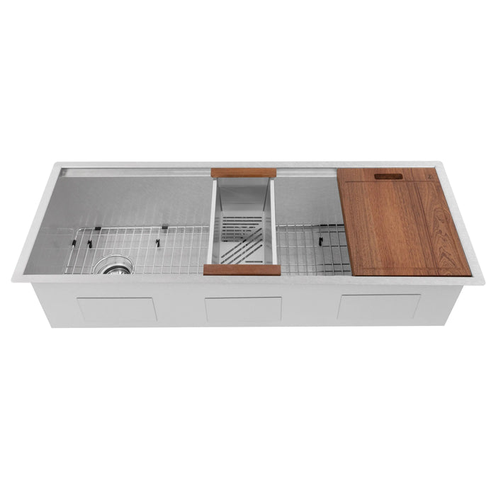 ZLINE 43" Garmisch Undermount Single Bowl Kitchen Sink in DuraSnow® Stainless Steel with Bottom Grid and Accessories, SLS-43S ZLINE