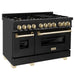 ZLINE 48" Autograph Edition Dual Fuel Range in Black Stainless Steel and Gold Accents, RABZ-48-G ZLINE