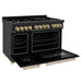 ZLINE 48" Autograph Edition Dual Fuel Range in Black Stainless Steel and Gold Accents, RABZ-48-G ZLINE