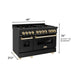 ZLINE 48" Autograph Edition Dual Fuel Range in Black Stainless Steel and Gold Accents, RABZ-48-G ZLINE