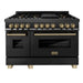 ZLINE 48" Autograph Edition Dual Fuel Range in Black Stainless Steel with Champagne Bronze Accents, RABZ-48-CB ZLINE