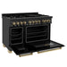 ZLINE 48" Autograph Edition Dual Fuel Range in Black Stainless Steel with Champagne Bronze Accents, RABZ-48-CB ZLINE