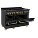 ZLINE 48" Autograph Edition Dual Fuel Range in Black Stainless Steel with Champagne Bronze Accents, RABZ-48-CB ZLINE