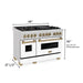 ZLINE 48" Autograph Edition Dual Fuel Range in DuraSnow® Stainless Steel with White Matte Door and Champagne Bronze Accents, RASZ-WM-48-CB ZLINE