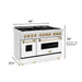 ZLINE 48" Autograph Edition Dual Fuel Range in DuraSnow® Stainless Steel with White Matte Doors and Gold Accents, RASZ-WM-48-G ZLINE