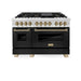 ZLINE 48" Autograph Edition Dual Fuel Range in Stainless Steel with Black Matte Doors and Champagne Bronze Accents, RAZ-BLM-48-CB ZLINE Dreamwood Living