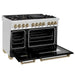 ZLINE 48" Autograph Edition Dual Fuel Range in Stainless Steel with Black Matte Doors and Champagne Bronze Accents, RAZ-BLM-48-CB ZLINE Dreamwood Living