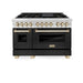 ZLINE 48" Autograph Edition Dual Fuel Range in Stainless Steel with Black Matte Doors and Polished Gold Accents,RAZ-BLM-48-G ZLINE Dreamwood Living