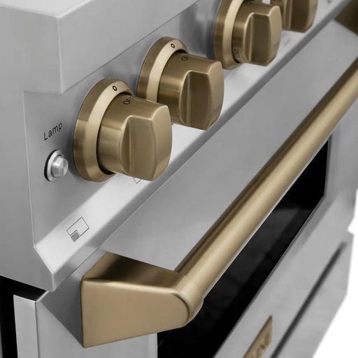 ZLINE 48" Autograph Edition Dual Fuel Range in Stainless Steel with Champagne Bronze Accents, RAZ-48-CB ZLINE