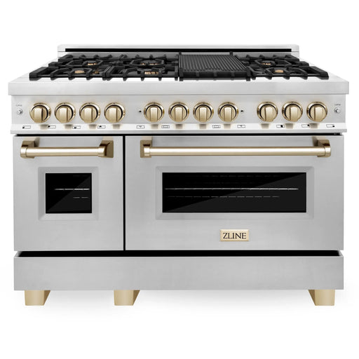ZLINE 48" Autograph Edition Dual Fuel Range in Stainless Steel with Gold Accents, RAZ-48-G ZLINE
