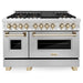 ZLINE 48" Autograph Edition Dual Fuel Range in Stainless Steel with Gold Accents, RAZ-48-G ZLINE