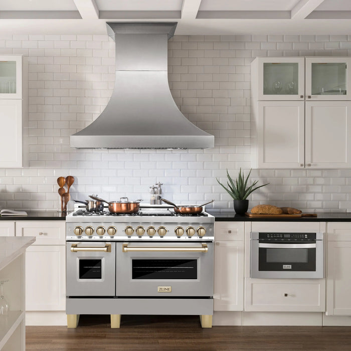 ZLINE 48" Autograph Edition Dual Fuel Range in Stainless Steel with Gold Accents, RAZ-48-G ZLINE