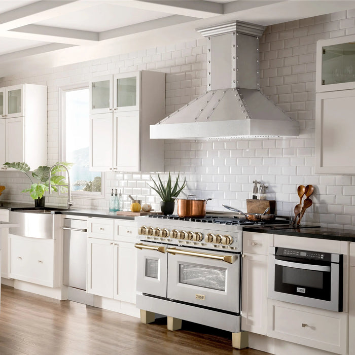 ZLINE 48" Autograph Edition Dual Fuel Range in Stainless Steel with Gold Accents, RAZ-48-G ZLINE