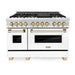 ZLINE 48" Autograph Edition Dual Fuel Range in Stainless Steel with White Matte Doors and Gold Accents, RAZ-WM-48-G ZLINE