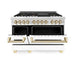 ZLINE 48" Autograph Edition Dual Fuel Range in Stainless Steel with White Matte Doors and Gold Accents, RAZ-WM-48-G ZLINE