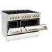 ZLINE 48" Autograph Edition Dual Fuel Range in Stainless Steel with White Matte Doors and Gold Accents, RAZ-WM-48-G ZLINE