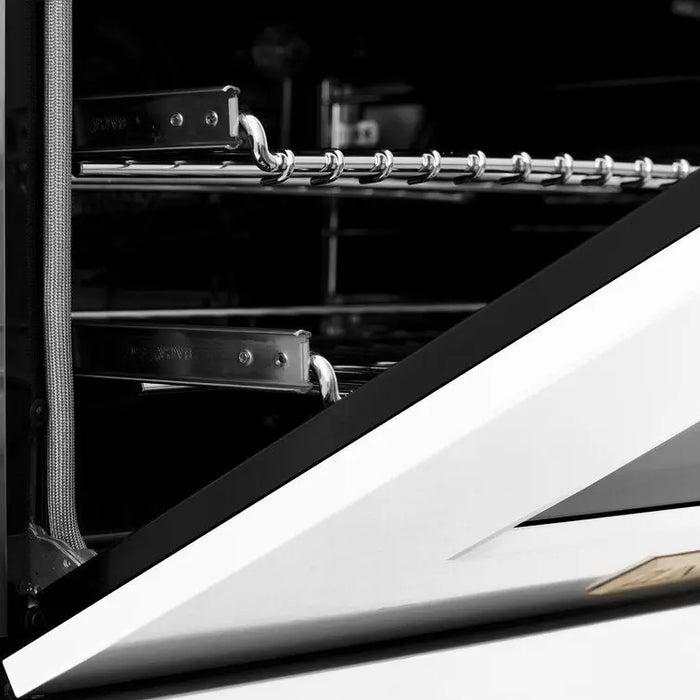 ZLINE 48" Autograph Edition Dual Fuel Range in Stainless Steel with White Matte Doors and Gold Accents, RAZ-WM-48-G ZLINE