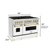ZLINE 48" Autograph Edition Dual Fuel Range in Stainless Steel with White Matte Doors and Gold Accents, RAZ-WM-48-G ZLINE
