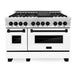 ZLINE 48" Autograph Edition Dual Fuel Range in Stainless Steel with White Matte Doors and Matte Black Accents, RAZ-WM-48-MB ZLINE Dreamwood Living
