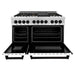 ZLINE 48" Autograph Edition Dual Fuel Range in Stainless Steel with White Matte Doors and Matte Black Accents, RAZ-WM-48-MB ZLINE Dreamwood Living