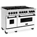 ZLINE 48" Autograph Edition Dual Fuel Range in Stainless Steel with White Matte Doors and Matte Black Accents, RAZ-WM-48-MB ZLINE Dreamwood Living